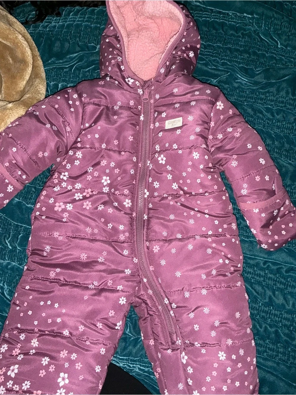 OshKosh B'gosh Mauve Floral Puffer Snowsuit